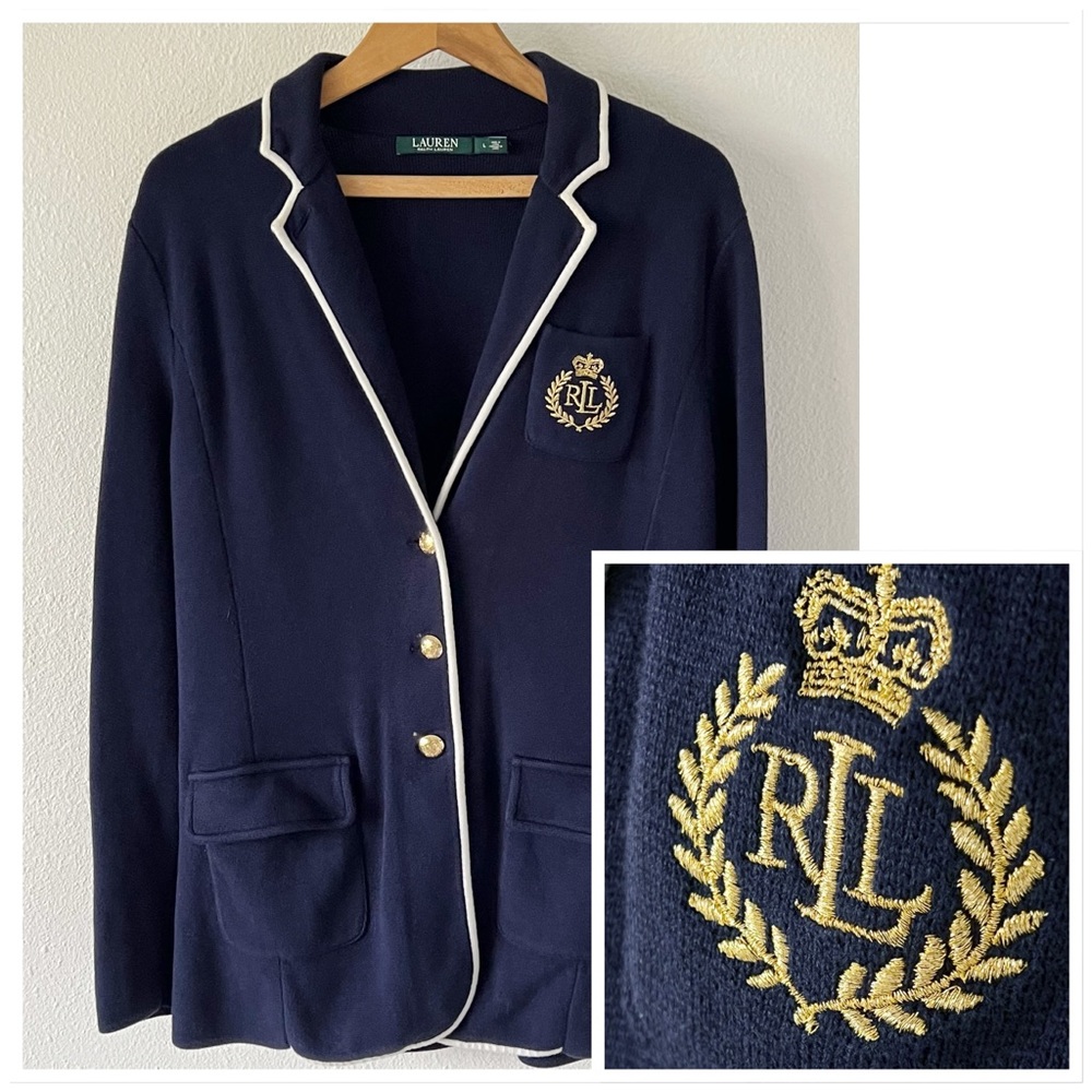 Navy Blazer with Gold Accents